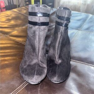 Women's Black Ankle Boots with Double Strap Detail